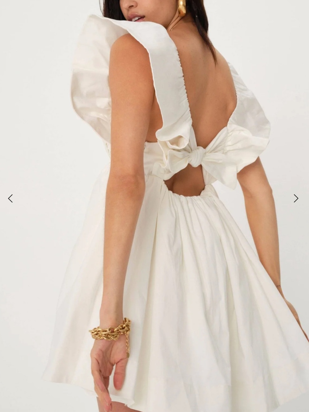 For Love & Lemons White Ruffle-Sleeve Clementine Mini Dress - Picture 2 of 5